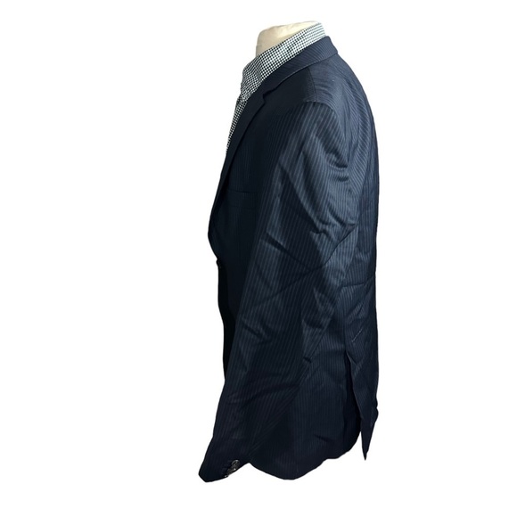 Hugo Boss Pasini/Movie2 Navy Pinstripe 2 Button Suit Jacket Sz 46 Long Wool Luxe - Picture 3 of 16